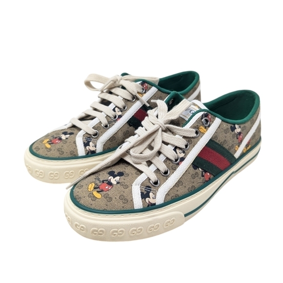 Gucci x Disney Mickey Mouse 1977 GG Sneakers Tennis Shoes Size EU 37.5 / 7.5 / 8 - Picture 2 of 16